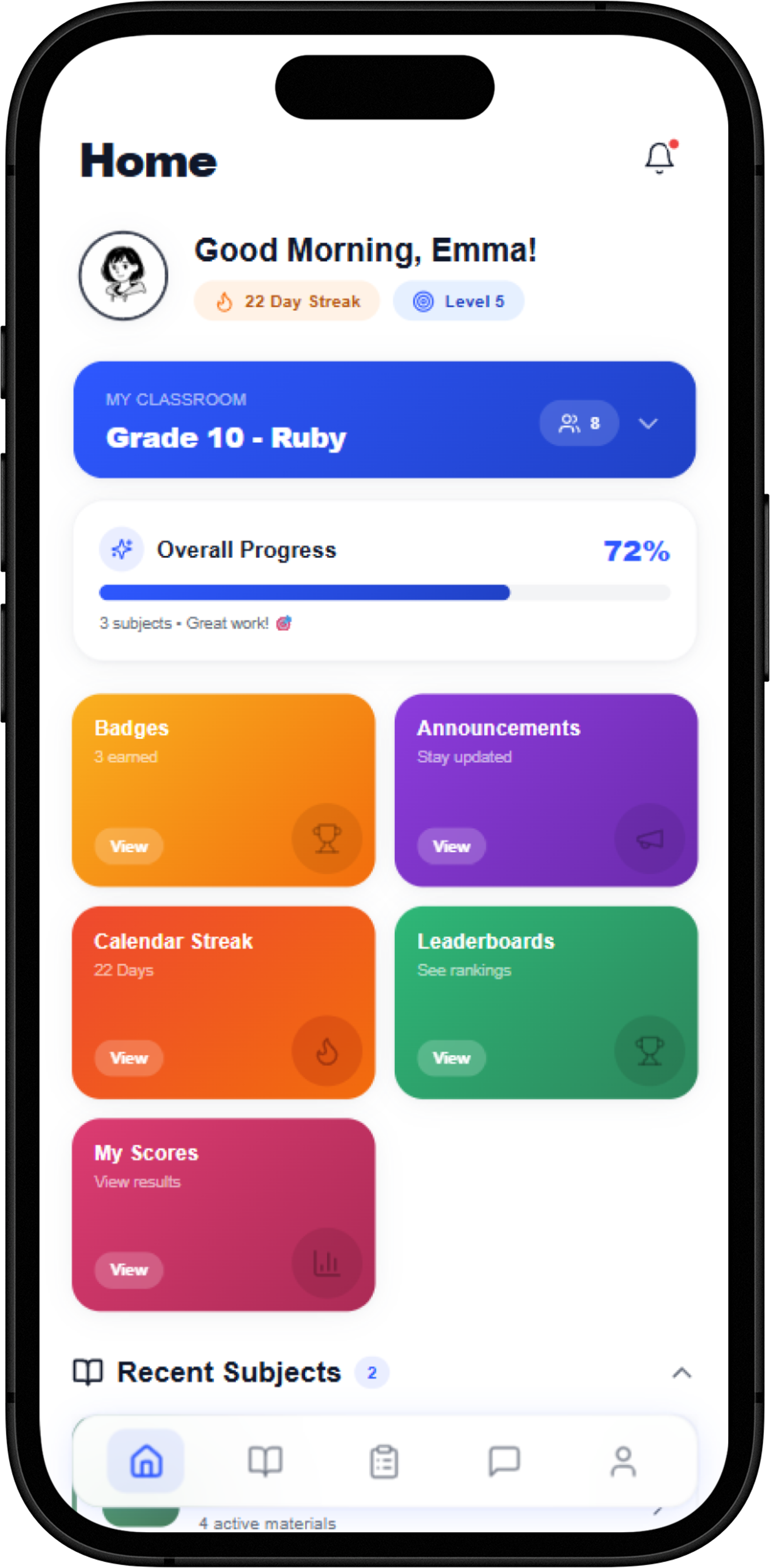 AdaptiveHub student mobile app screen